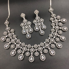 Silver Polish Zircon/AD Necklace Set 6757-69 - Dazzles Jewellery
