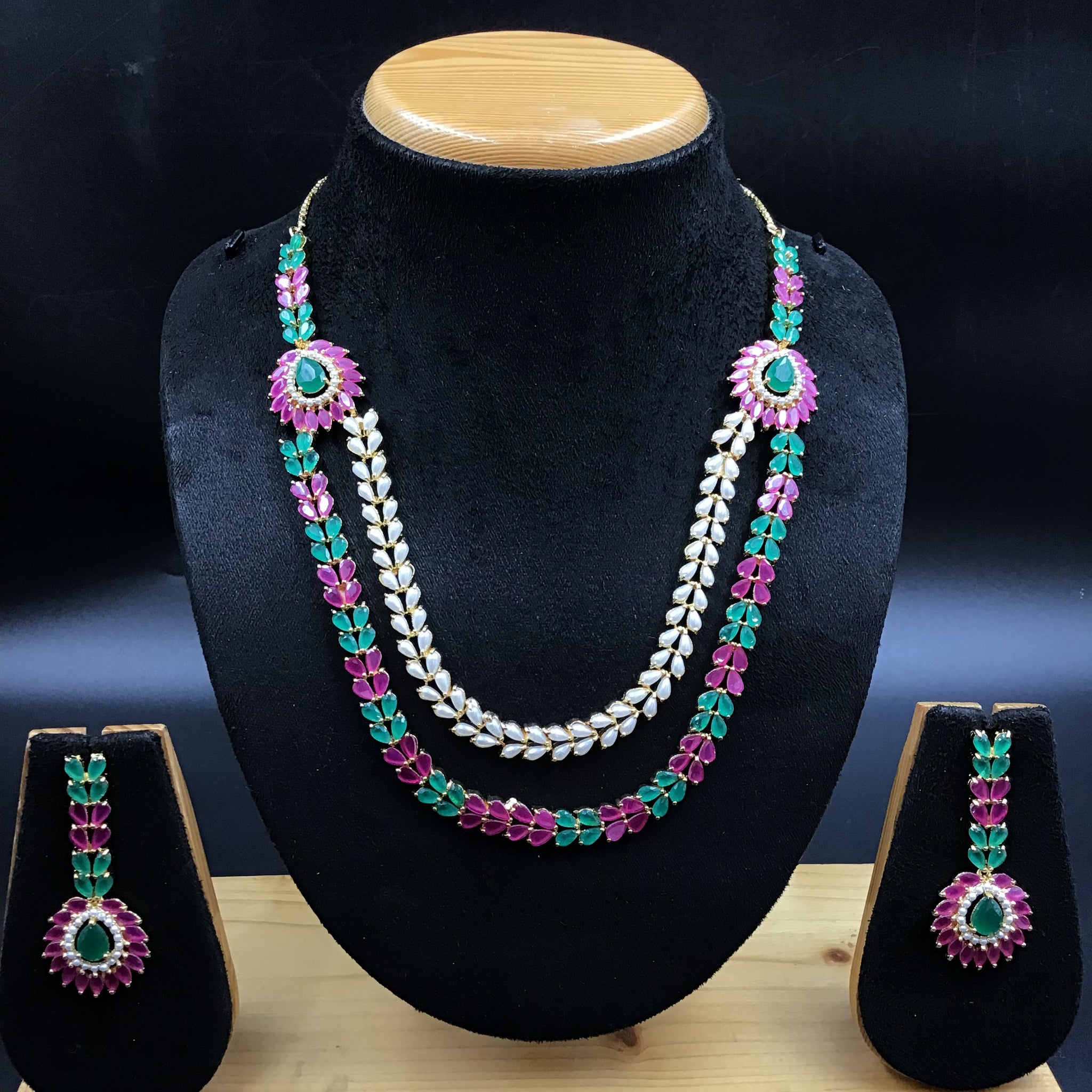 Round Neck Jadau Necklace Set 5993-65 - Dazzles Jewellery