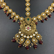 Ruby Green Color Antique Gold Finish Mathapatti 12820 - Dazzles Jewellery