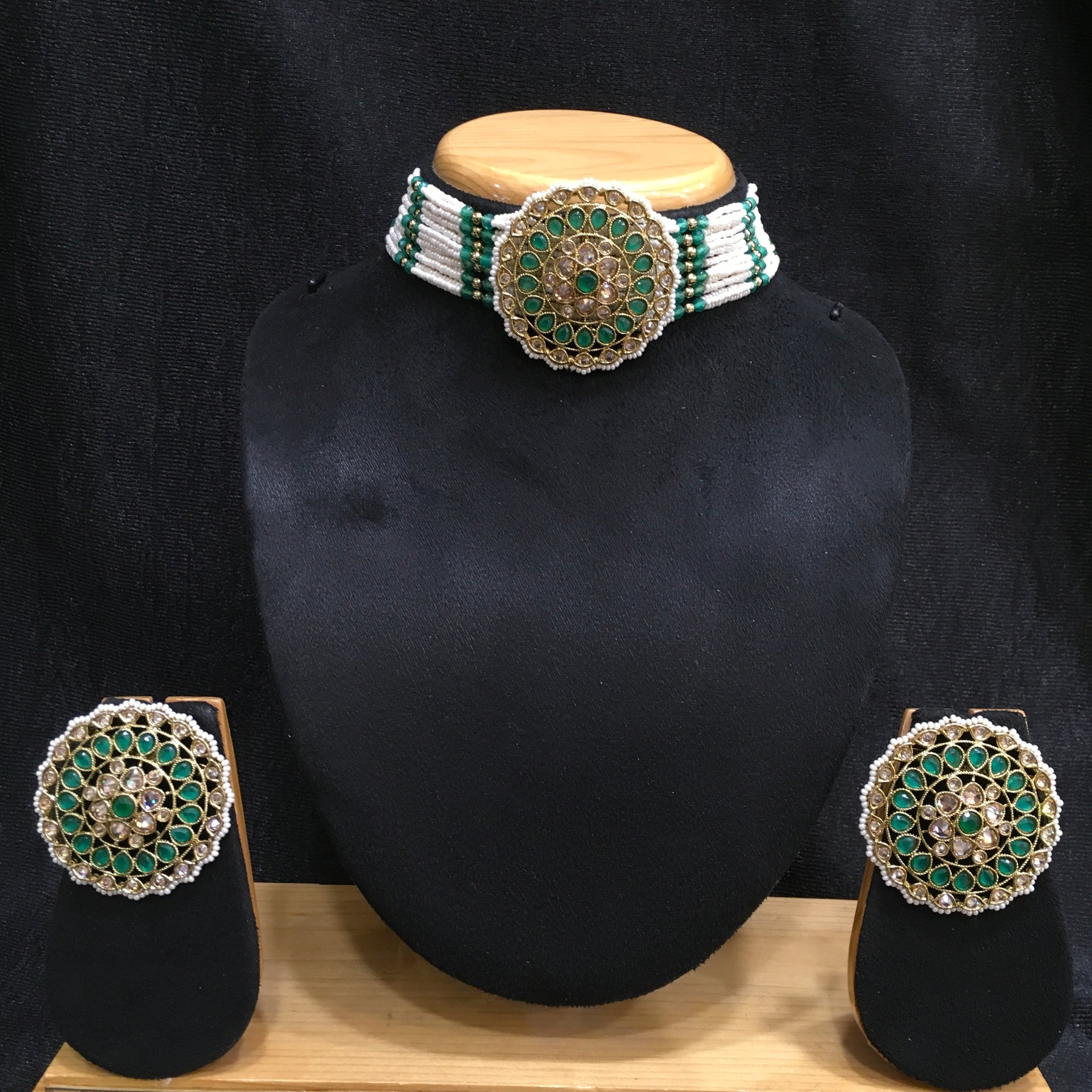 Choker Antique Necklace Set 3682-28 - Dazzles Jewellery