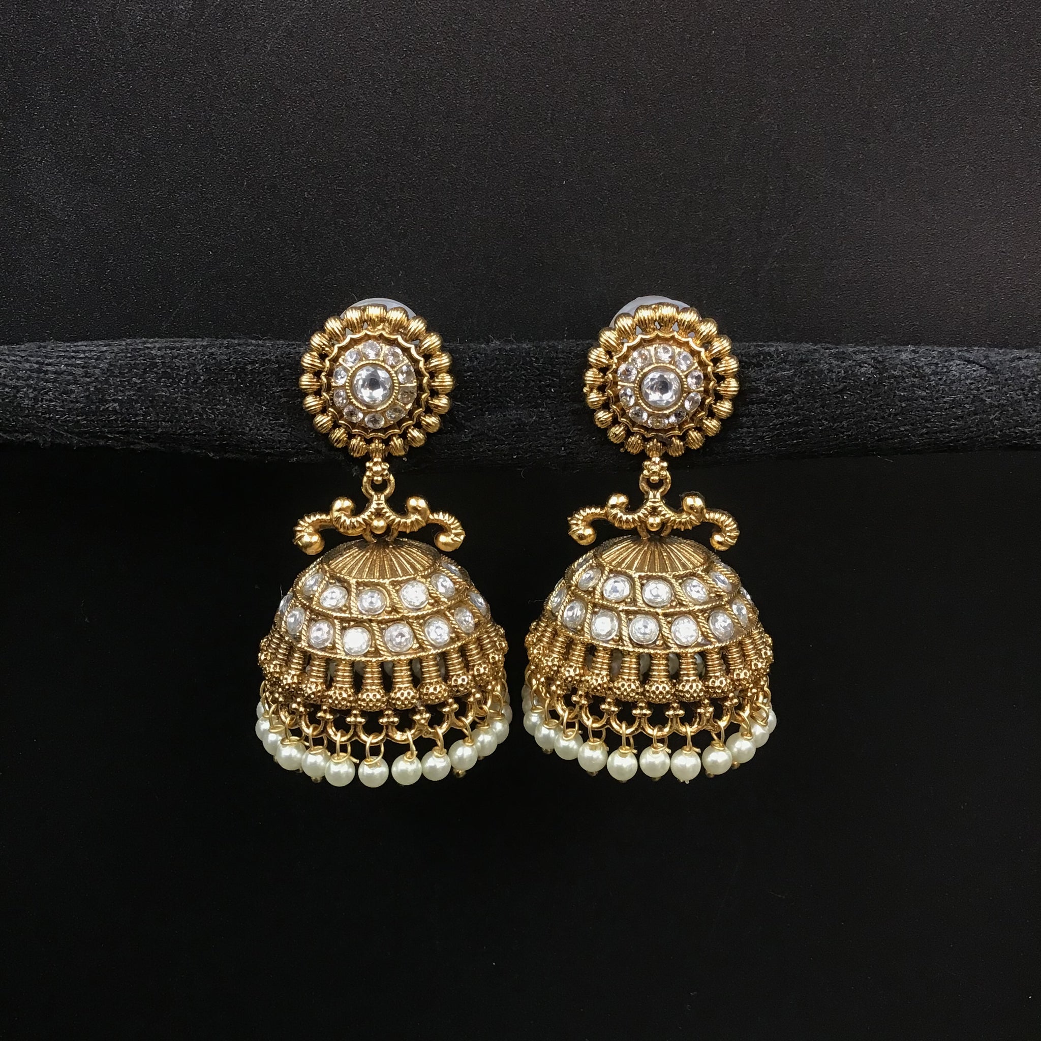 Jhumki Antique Earring 3917-28 - Dazzles Jewellery