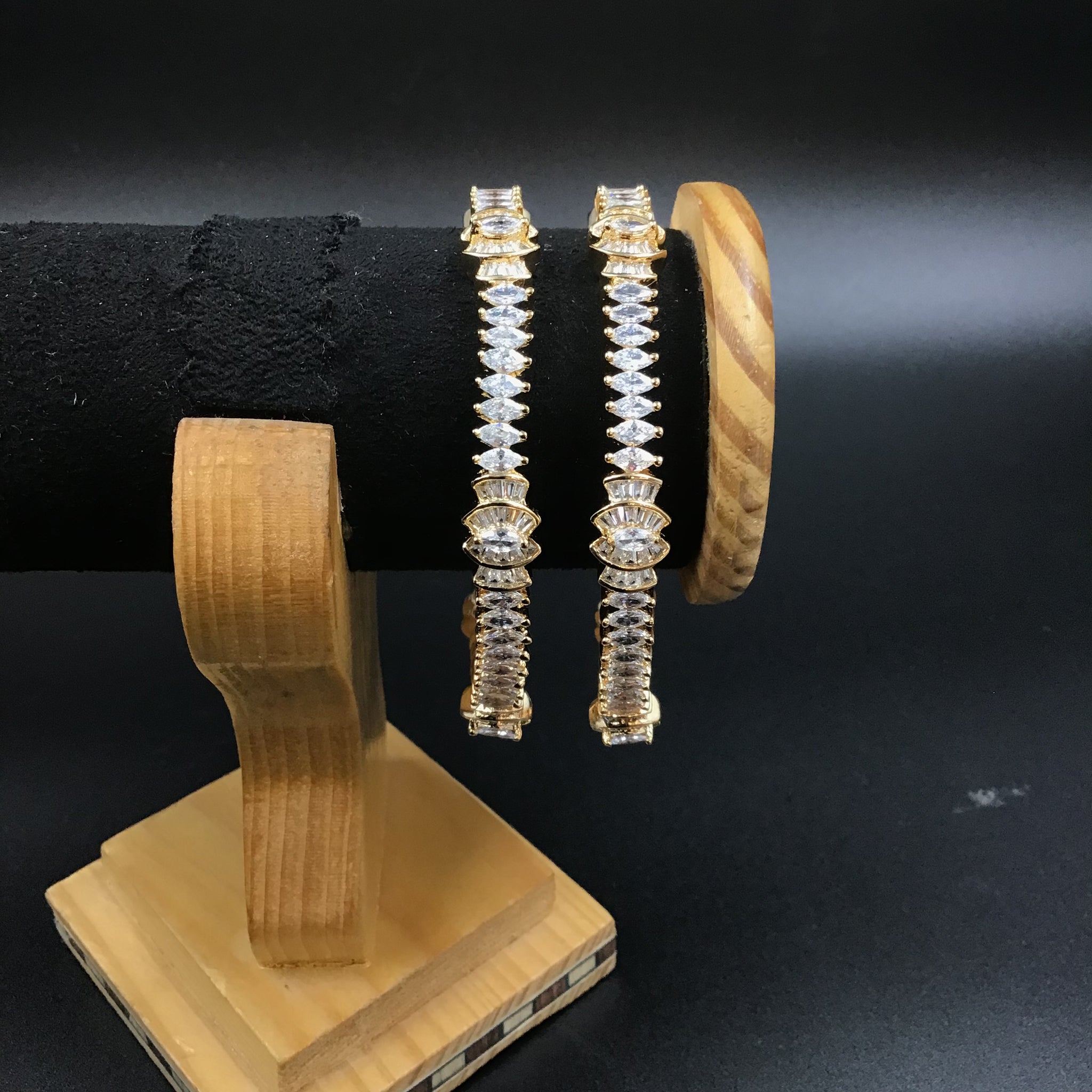 Pack of 2 Zircon/AD Bangles 3393-08 - Dazzles Jewellery