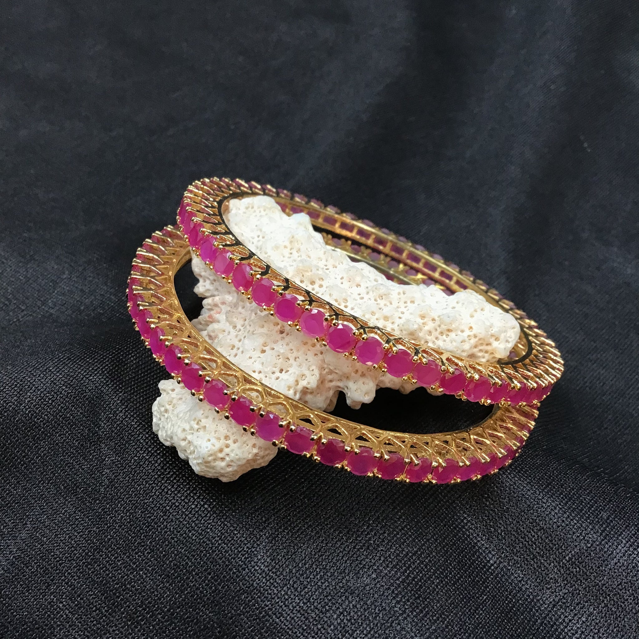 Pack of 2 Zircon/AD Bangles 3401-08 - Dazzles Jewellery