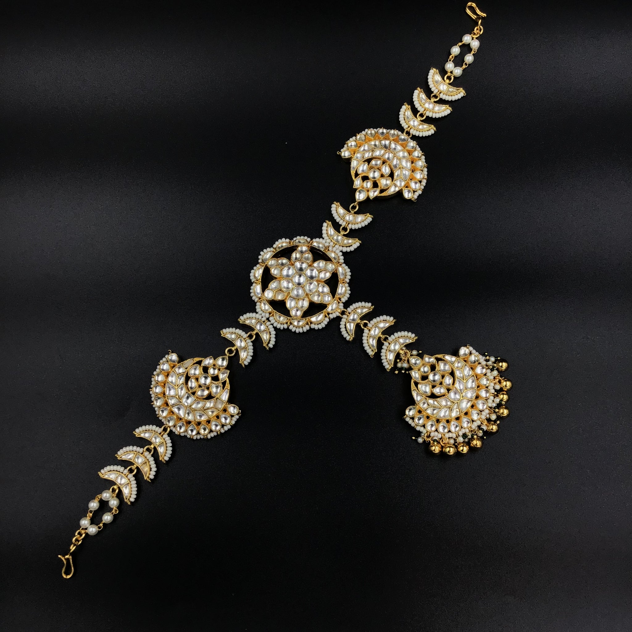 Bridal Pachhi Kundan Sheeshfool with Maang tikka 18468 - Dazzles Jewellery
