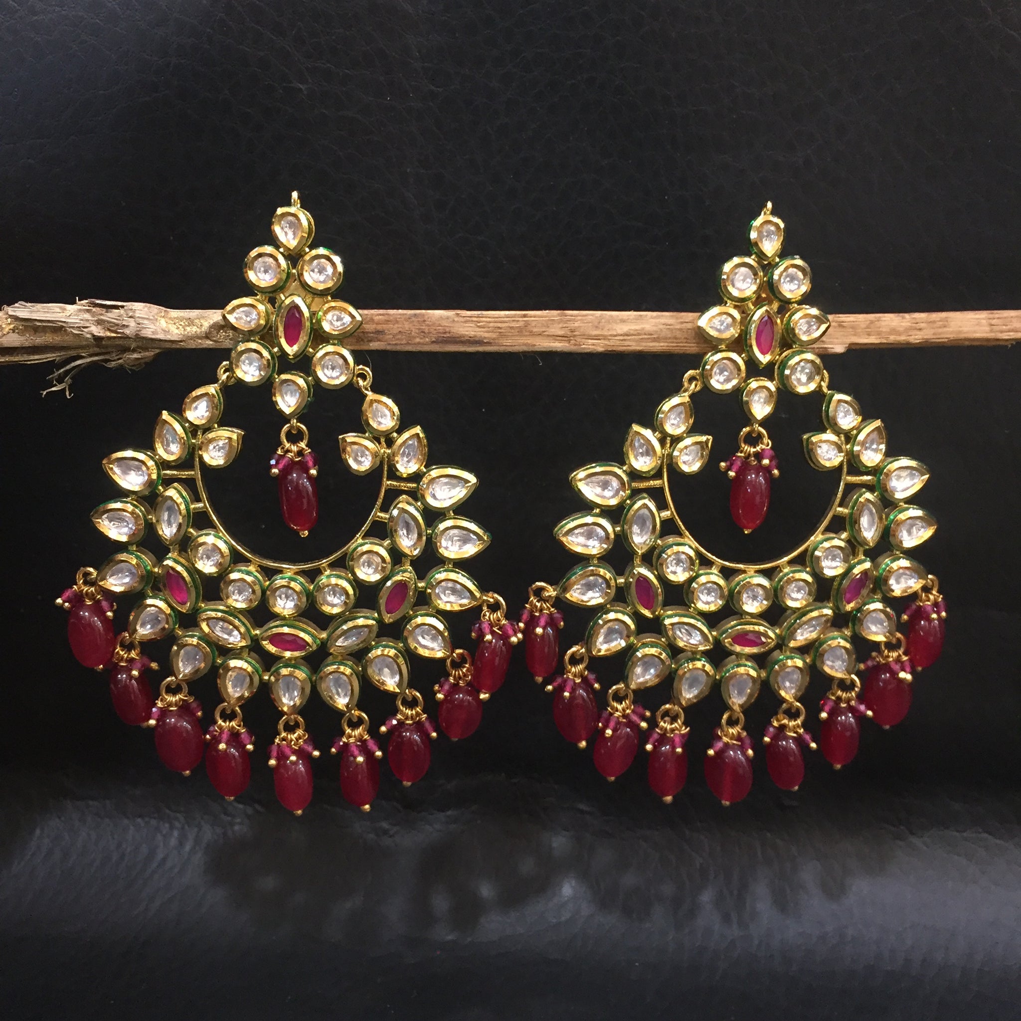 Ruby Kundan Earring 9777-4871 - Dazzles Jewellery