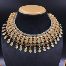 Mint Green Gold Plated Necklace Set 12676-9200 - Dazzles Jewellery