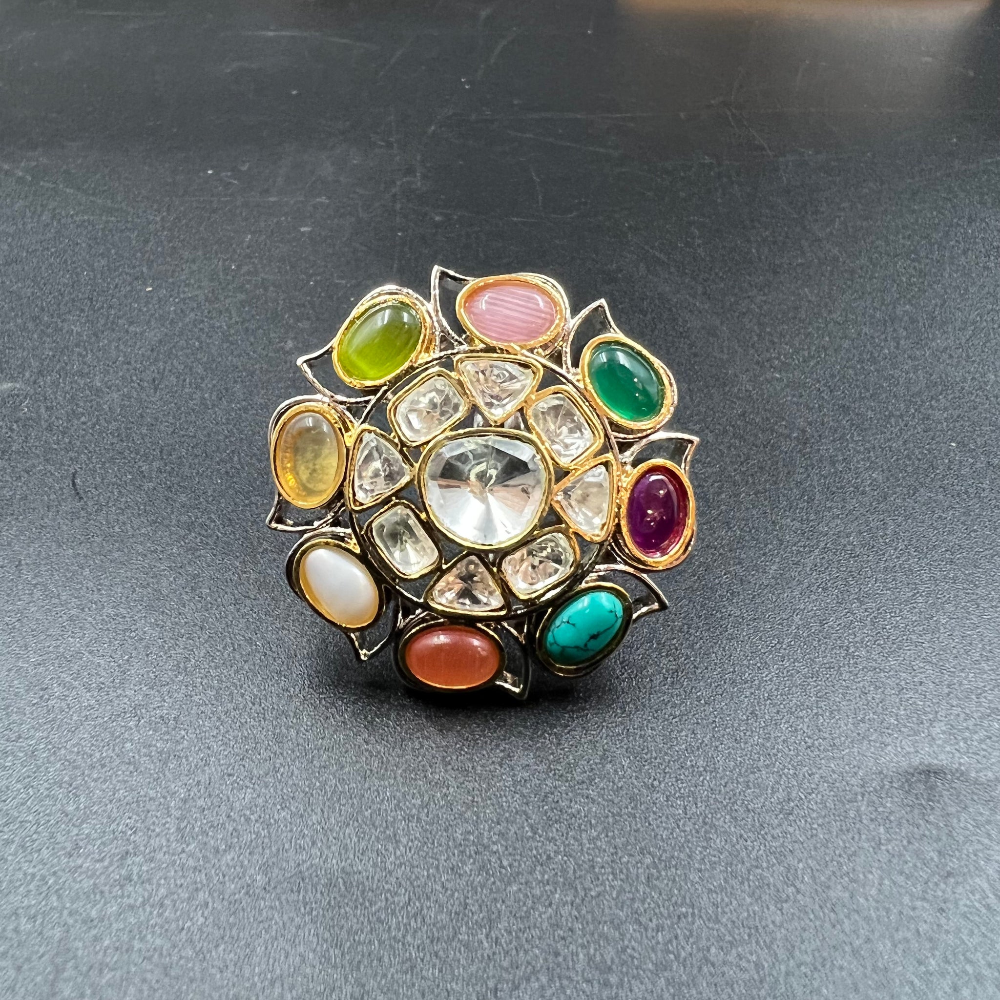 Kundan Ring 4470-82 - Dazzles Jewellery