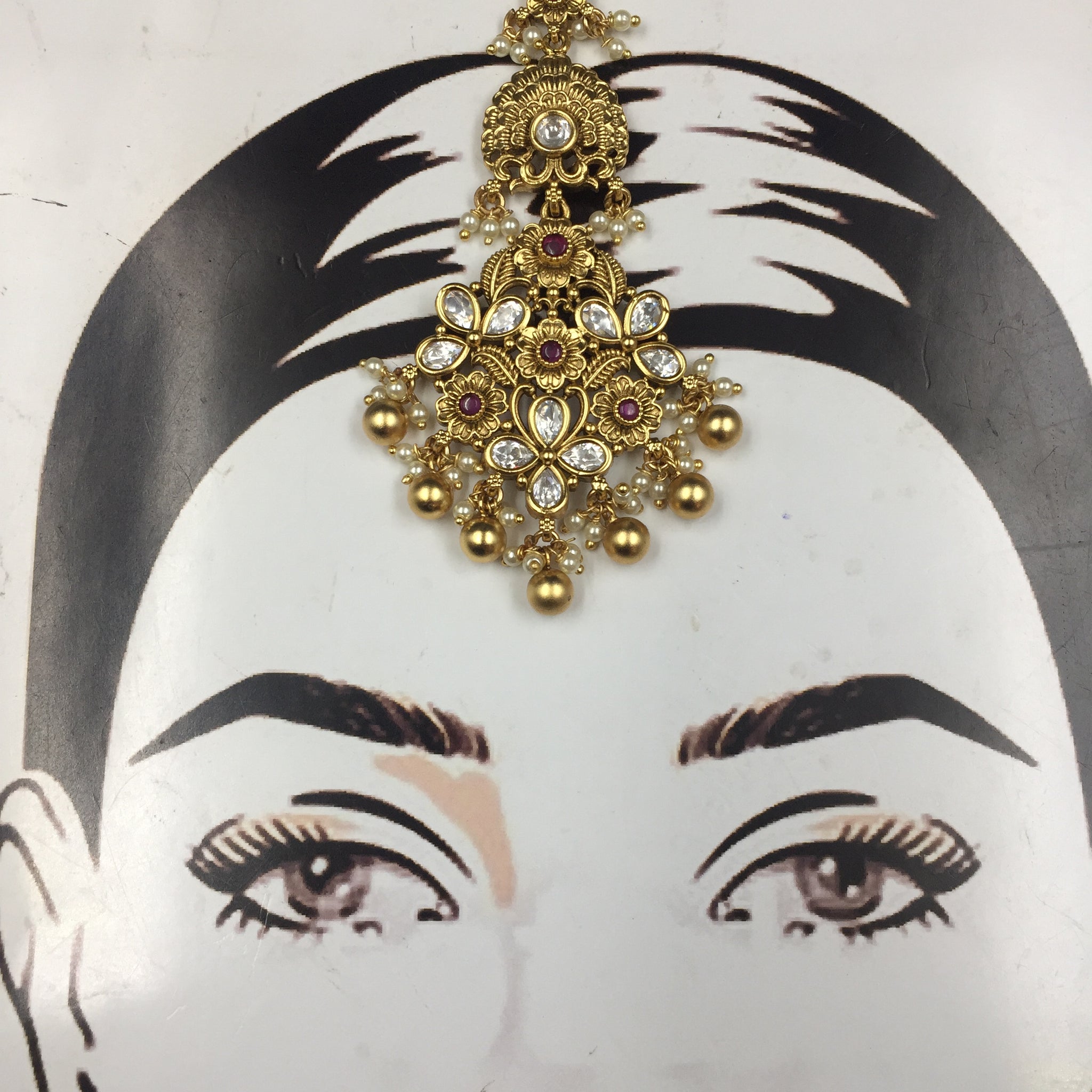 Kundan Maang Tikka 3790-28 - Dazzles Jewellery