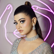 Silver Zircon/AD Choker Set - Dazzles Jewellery