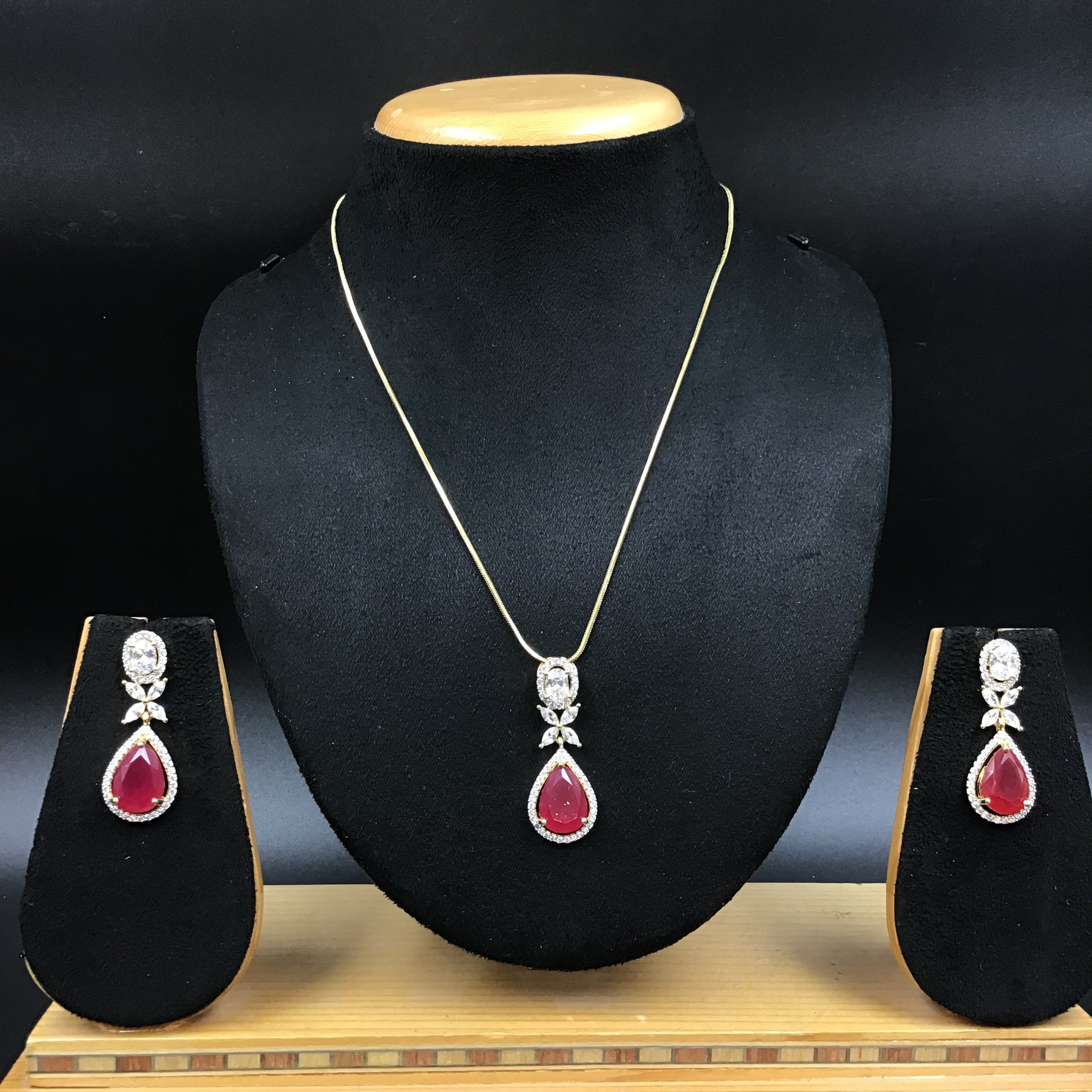 Light Zircon/AD Pendant Set 3451-68 - Dazzles Jewellery