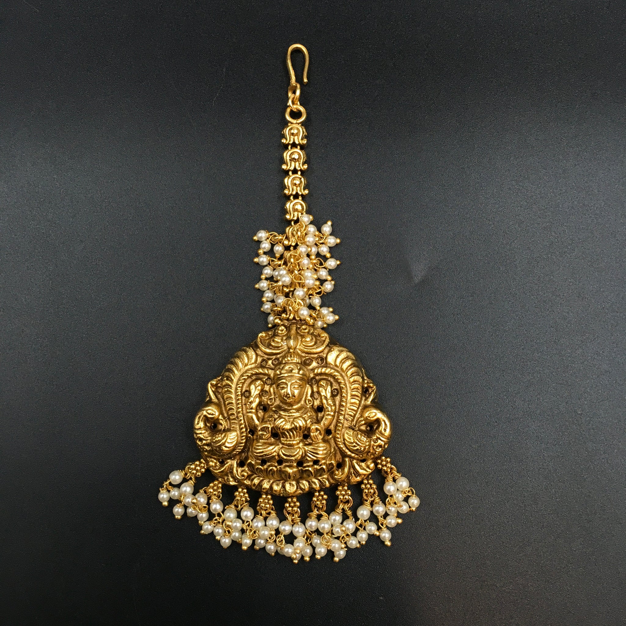 Antique Gold Polish Maang Tikka 3813-28 - Dazzles Jewellery