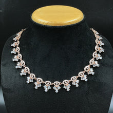 Rose Gold Zircon/AD Necklace Set - Dazzles Jewellery