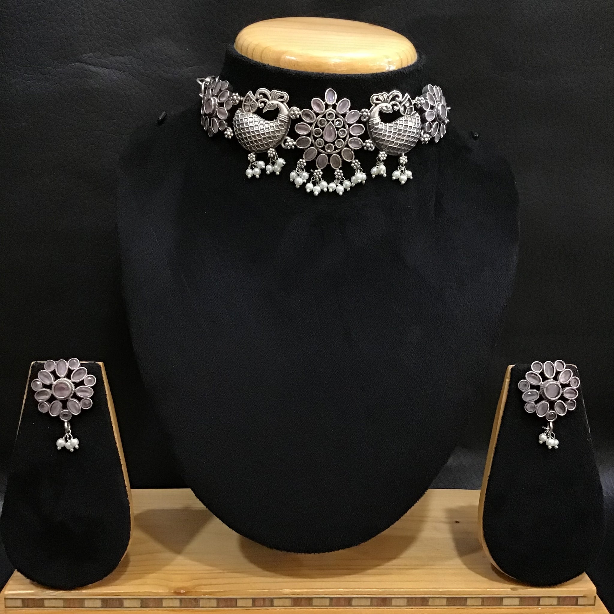 Oxidized Choker Set 1215-69 - Dazzles Jewellery