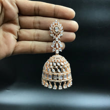 Rose Gold Zircon/AD Earring 18376-5558 - Dazzles Jewellery