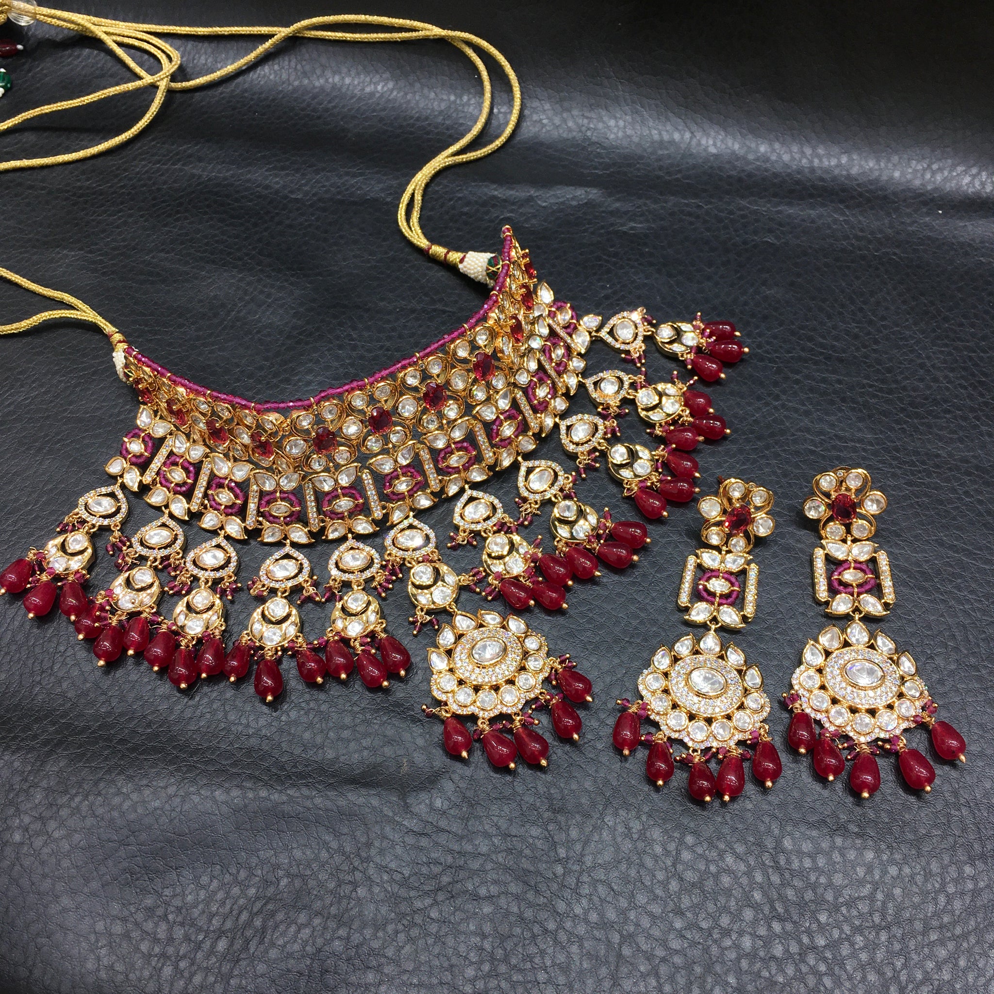 Kundan Polki Bridal Choker Set 4857-83 - Dazzles Jewellery