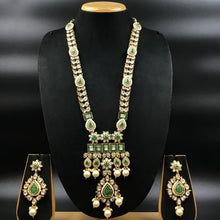 Long Neck Polki Necklace Set 4879-21 - Dazzles Jewellery