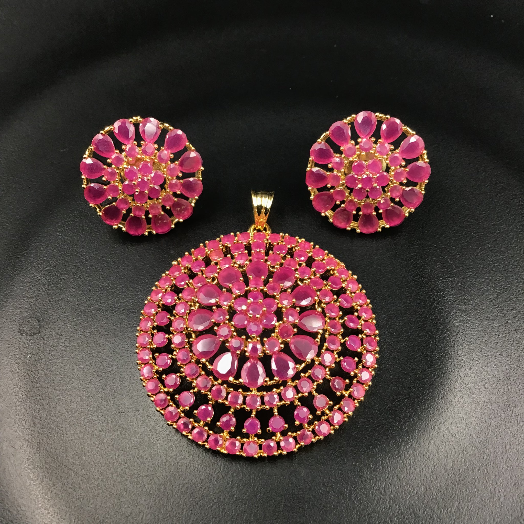 Ruby Jadau Pendant Set - Dazzles Jewellery