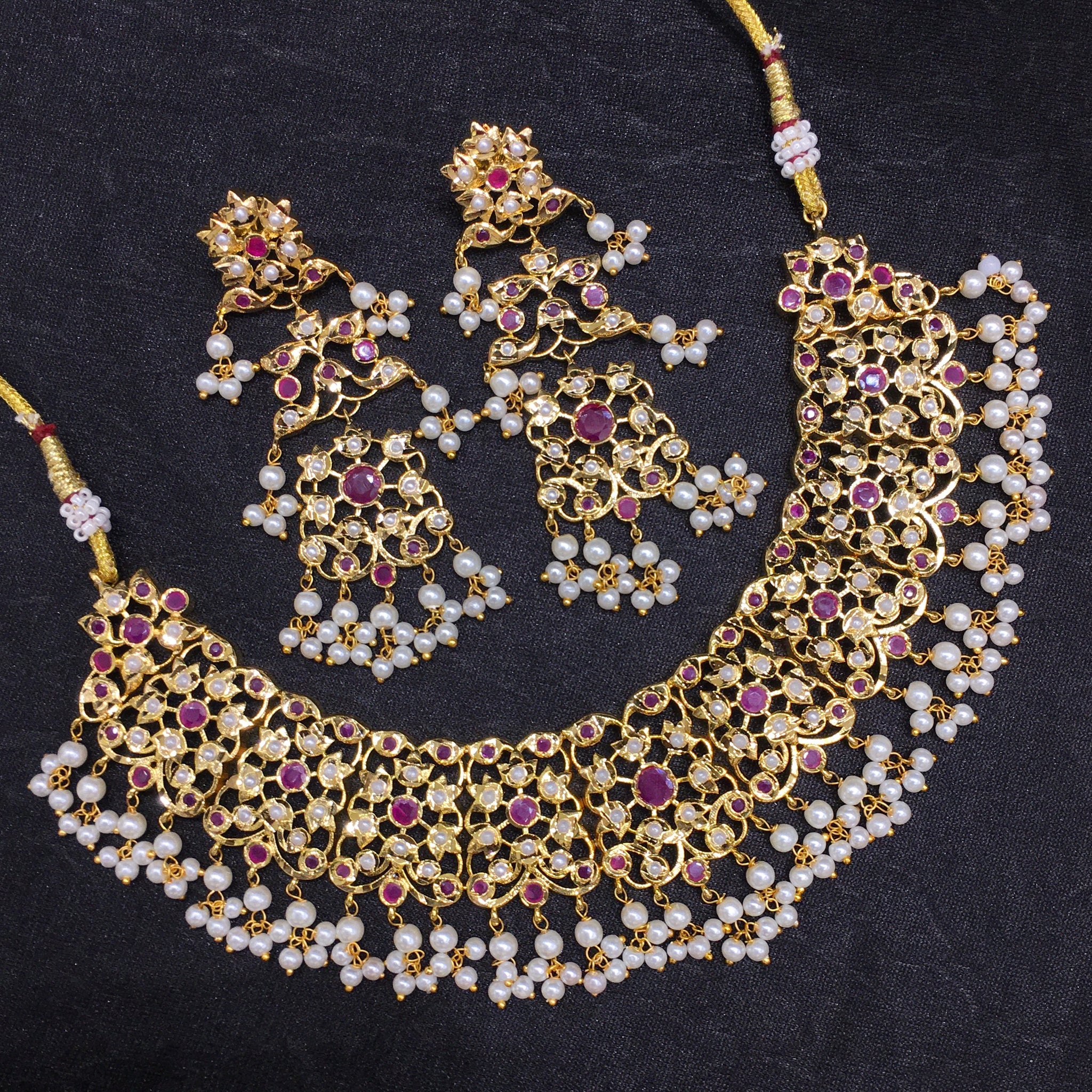 Round Neck Jadau Necklace Set 5995-65 - Dazzles Jewellery