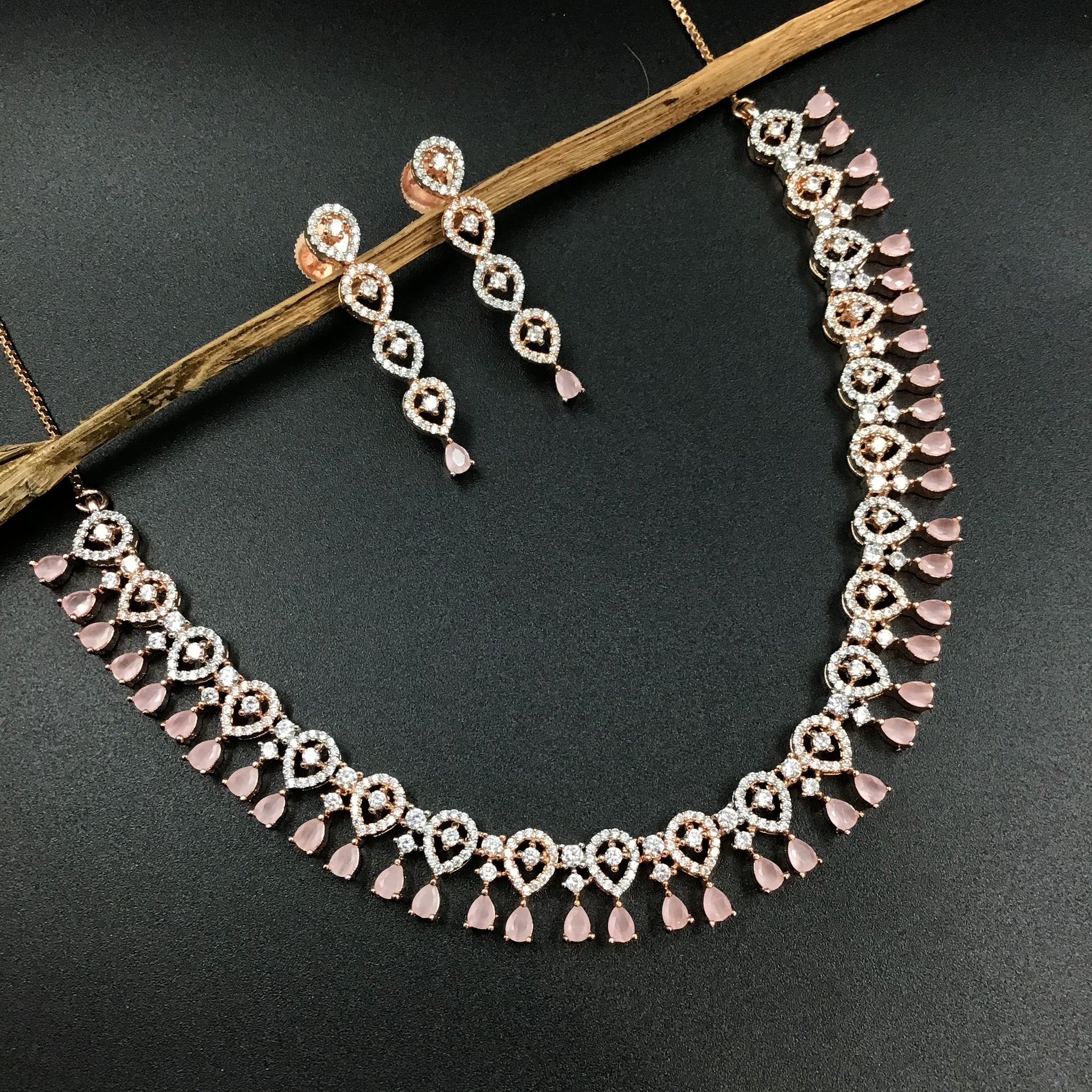 Round Neck Zircon/AD Necklace Set 3170-11 - Dazzles Jewellery