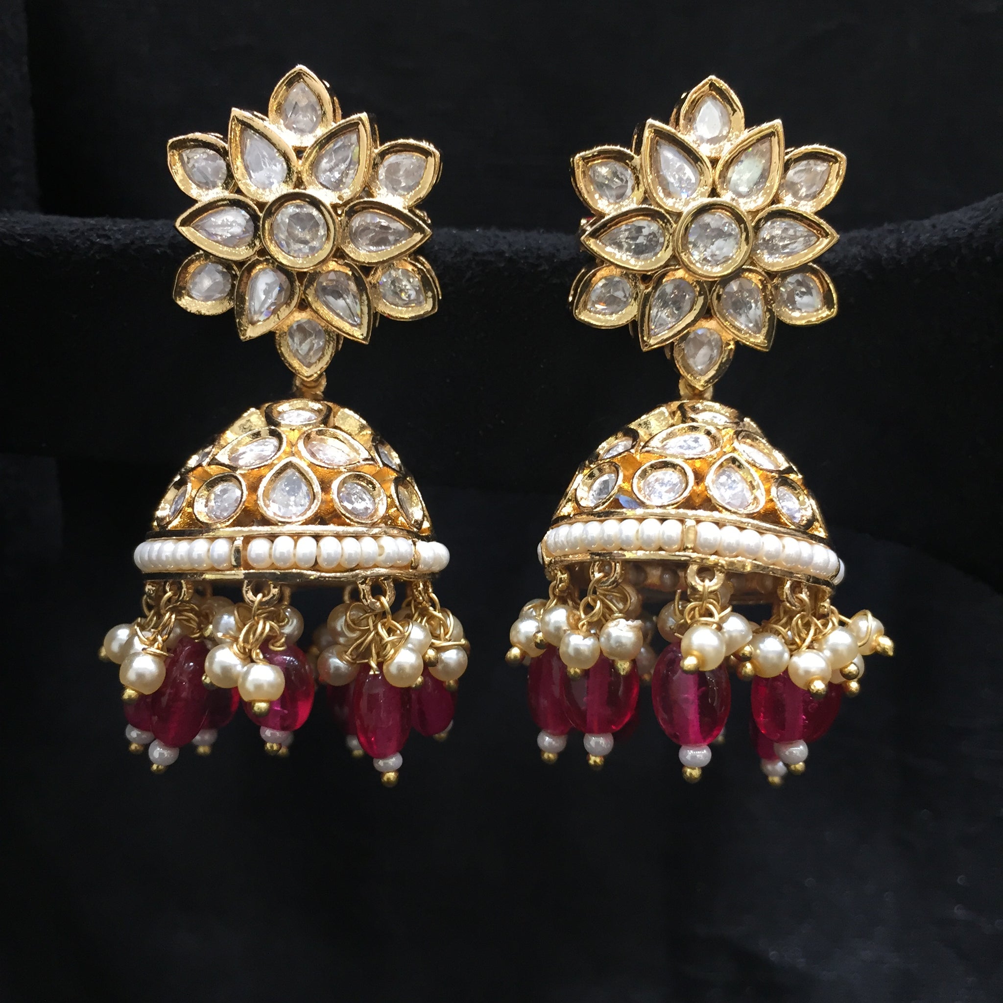 Gold Kundan Earring 5485-69 - Dazzles Jewellery
