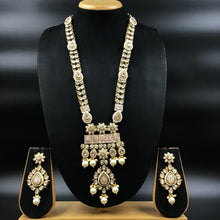 Long Neck Polki Necklace Set 4879-21 - Dazzles Jewellery