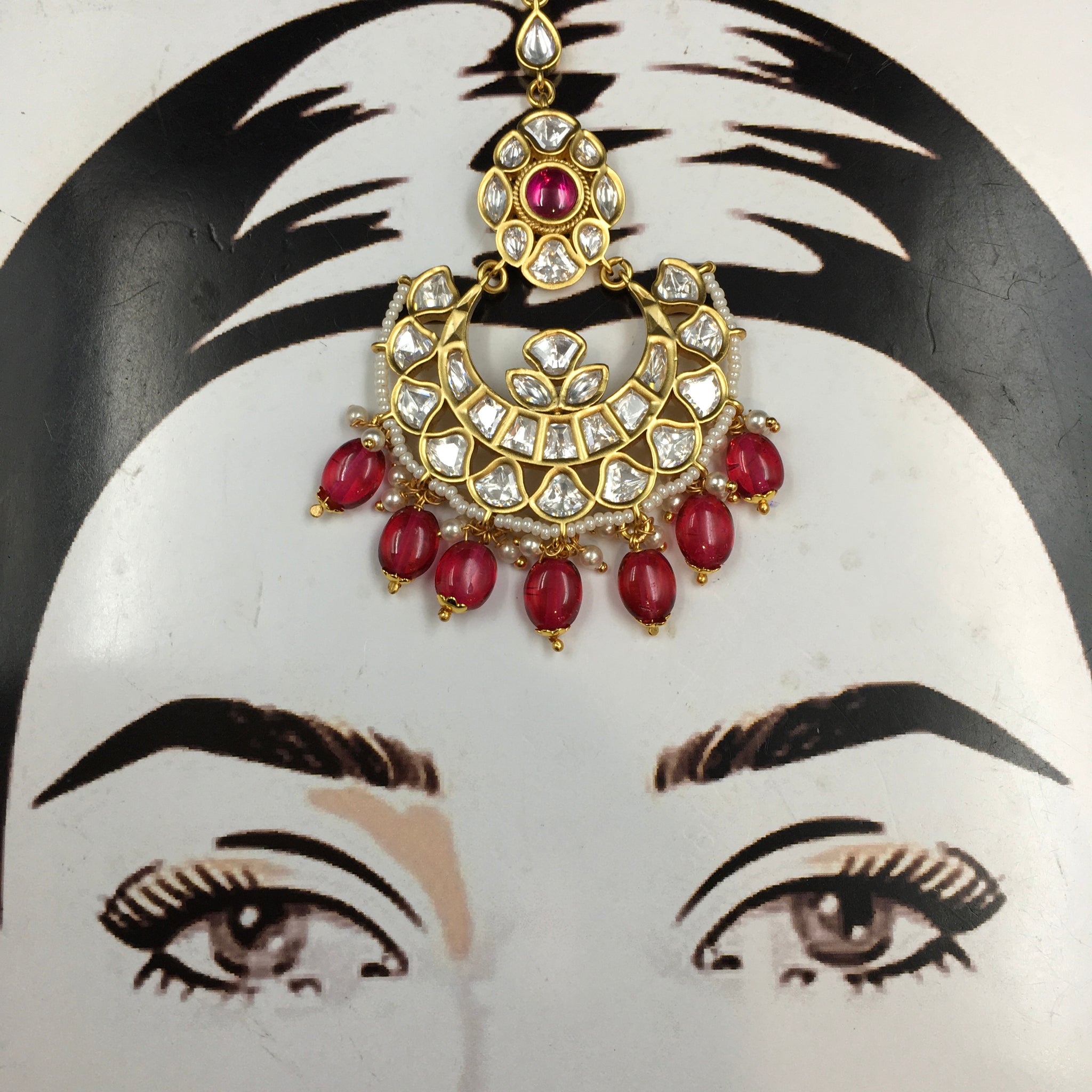 Kundan Maang Tikka 3830-28 - Dazzles Jewellery