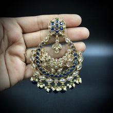 Mehandi Polish Blue Chandbali 12183 - Dazzles Jewellery