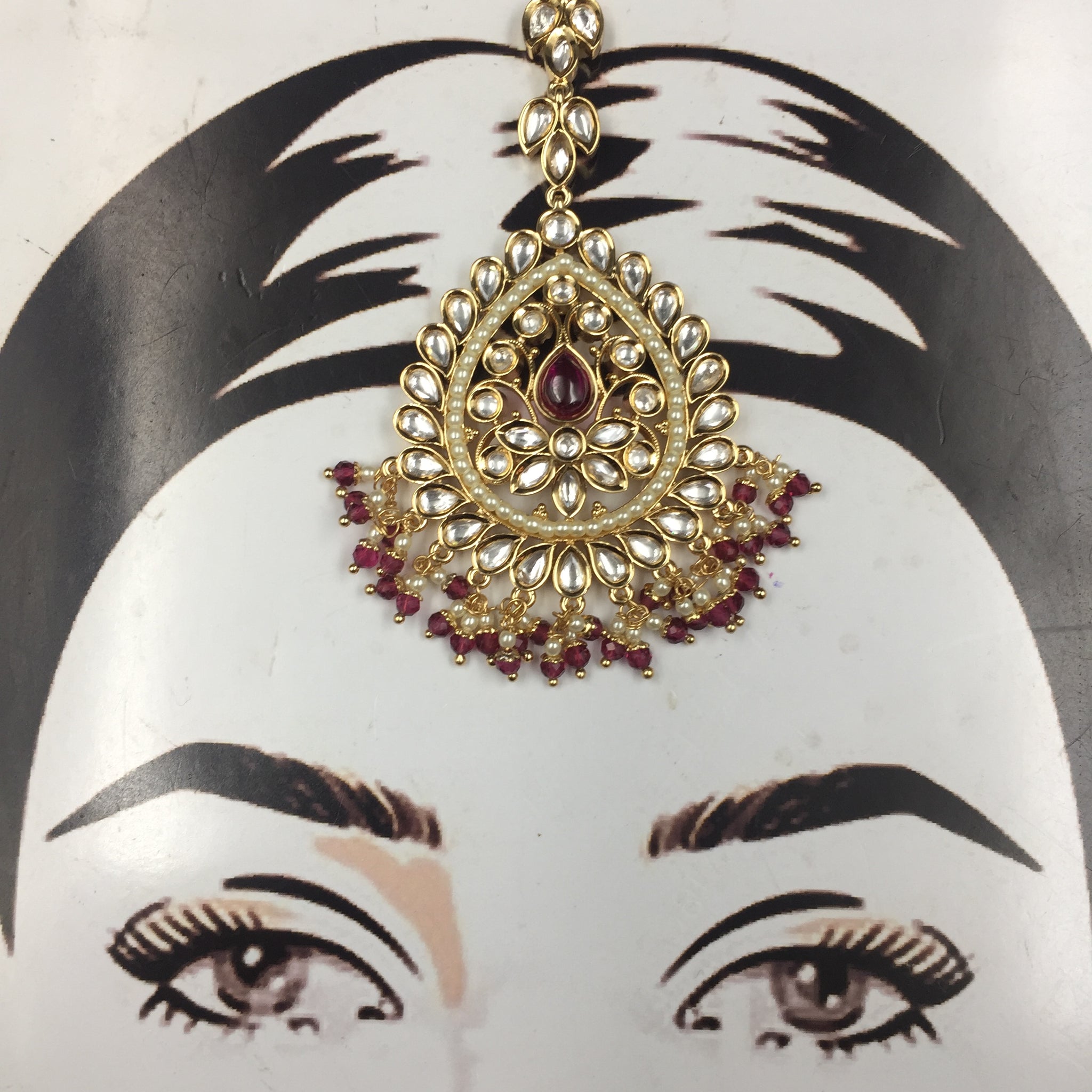 Kundan Maang Tikka 3828-28 - Dazzles Jewellery
