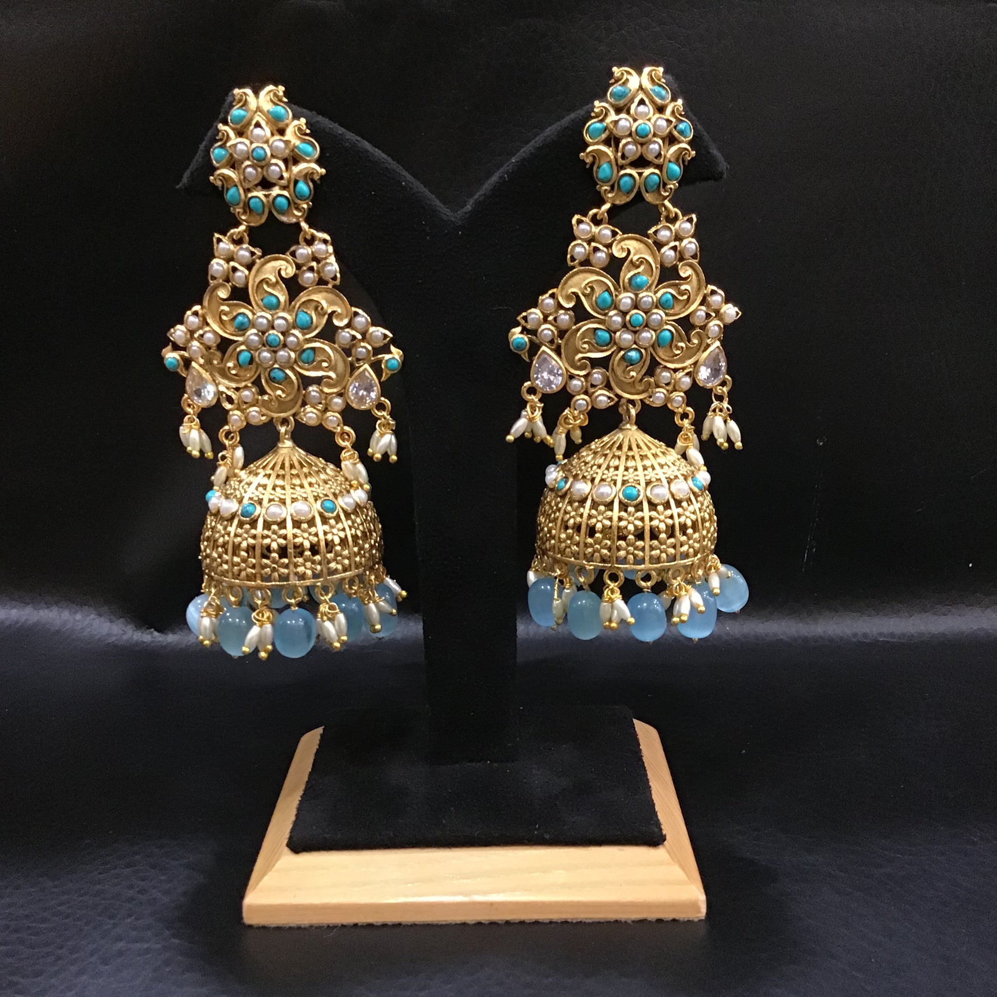 Antique gold look Jhumki  4493-82 - Dazzles Jewellery