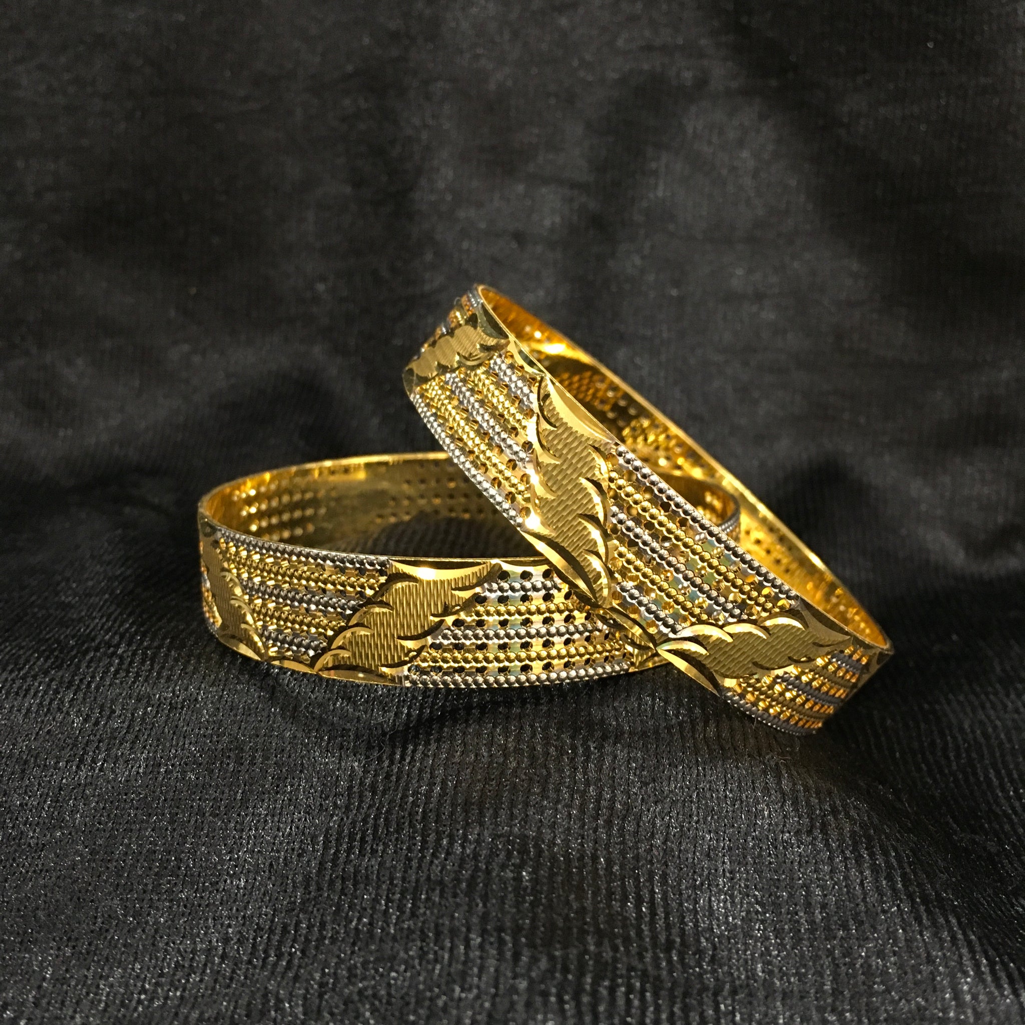 Two Tone Gold Plated Bangles/Kada 9058 - Dazzles Jewellery