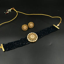 Choker Gold Look Necklace Set 4665-33 - Dazzles Jewellery