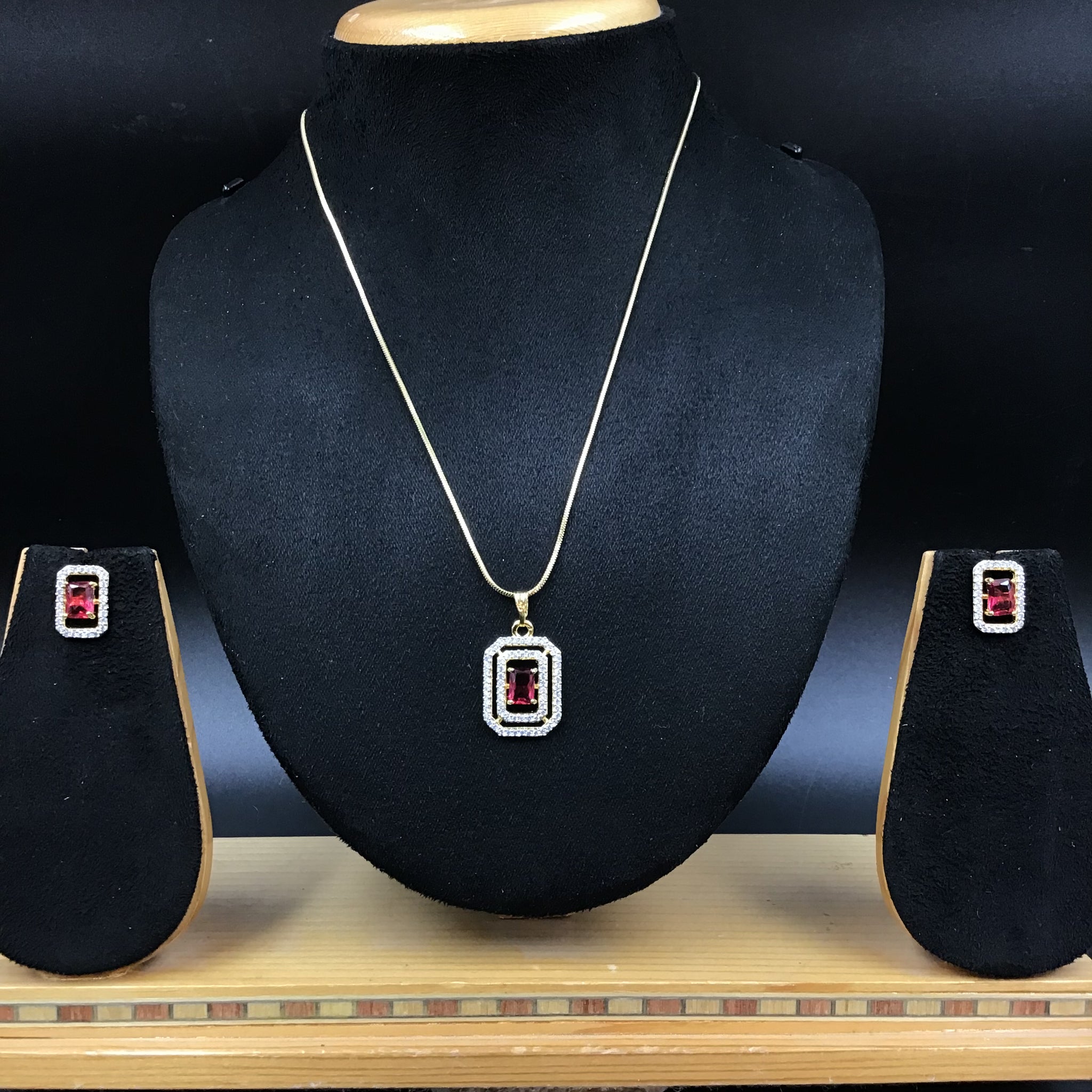 Light Zircon/AD Pendant Set 3447-68 - Dazzles Jewellery