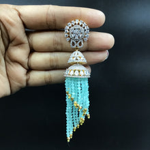 Mint Green Zircon/AD Earring 9921-5084 - Dazzles Jewellery