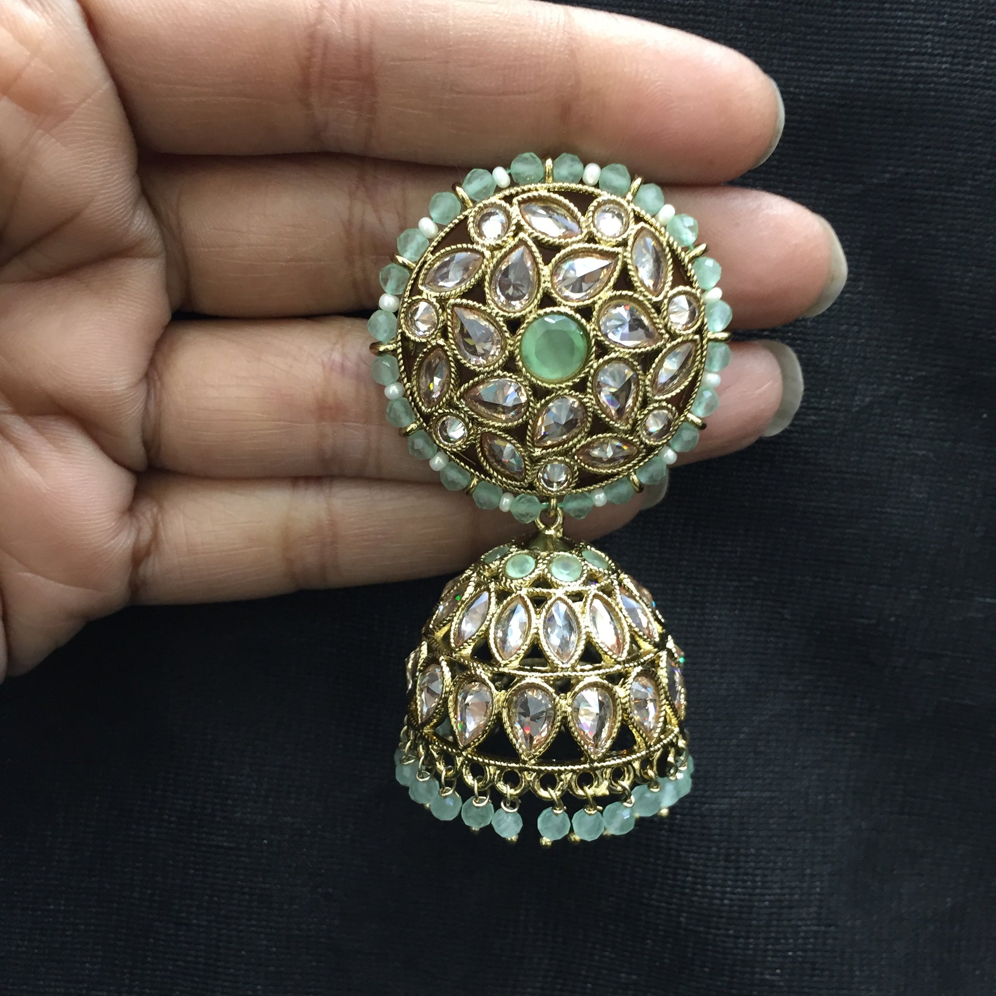 Mint Green Gold Look Earring - Dazzles Jewellery