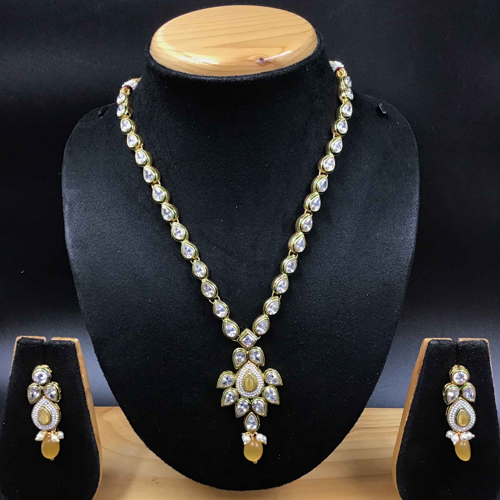 Round Neck Polki Necklace Set 4871-21 - Dazzles Jewellery