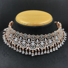 Rose Gold Zircon/AD Choker  Set 18484-5666 - Dazzles Jewellery