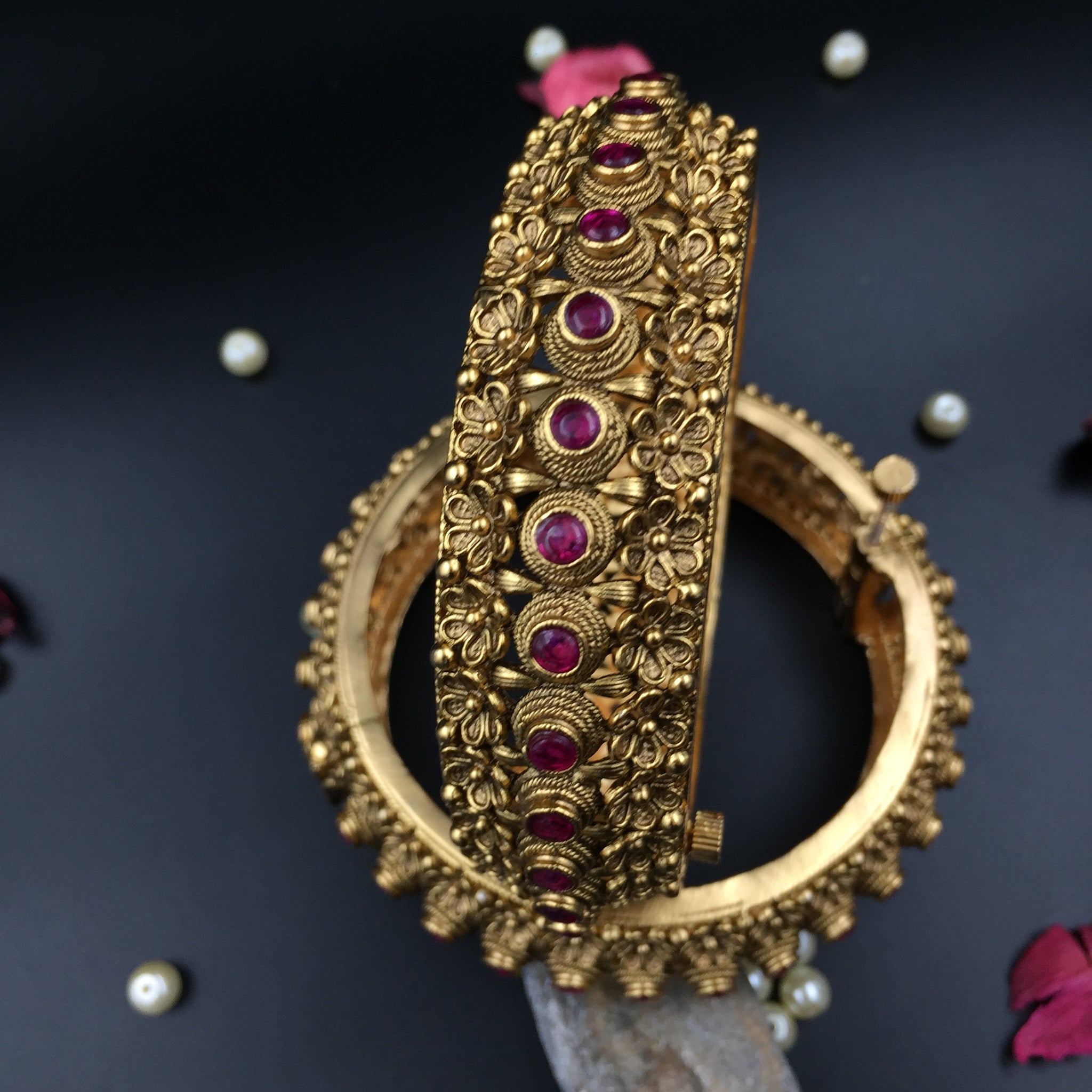 Antique Gold Finish Bangles/Kada 7119-1 - Dazzles Jewellery