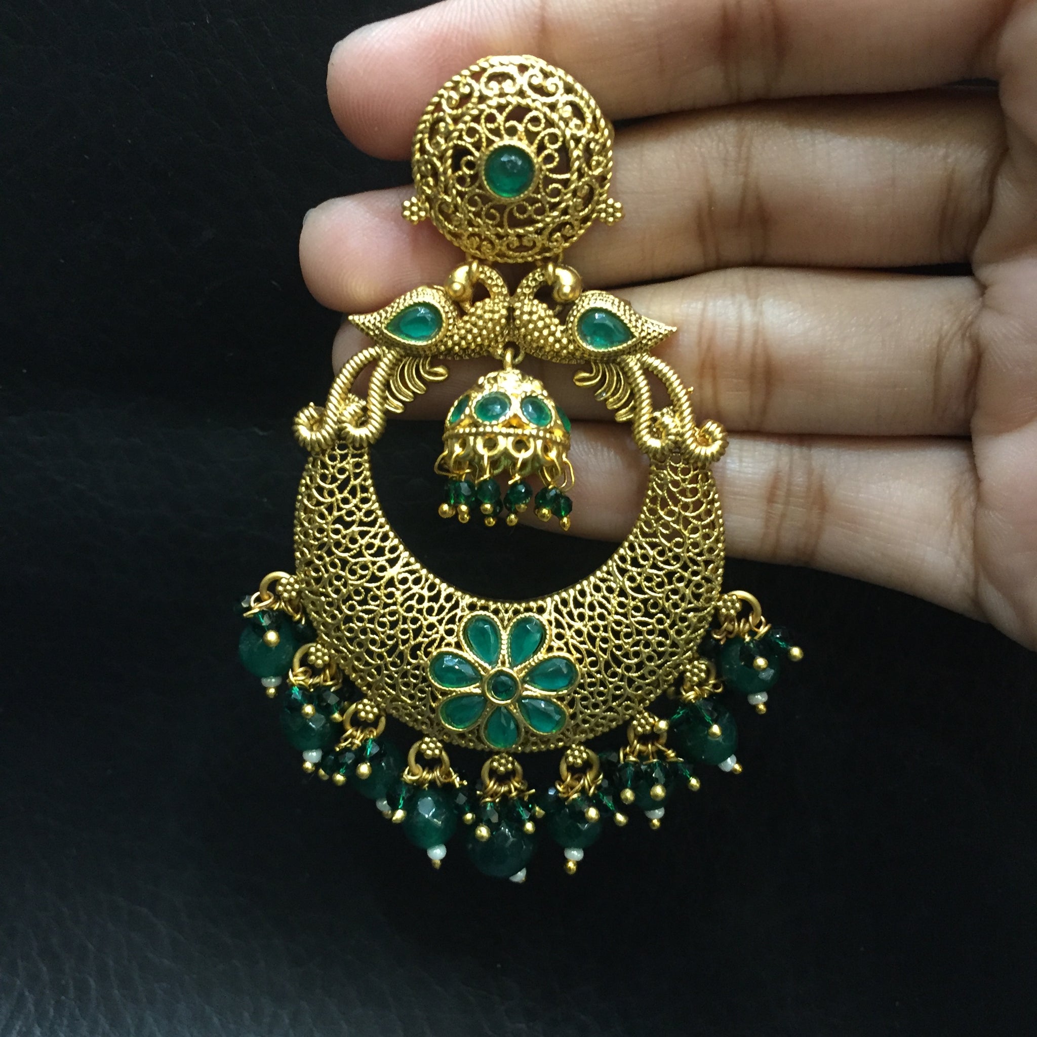 Green Gold Look Earring - Dazzles Jewellery
