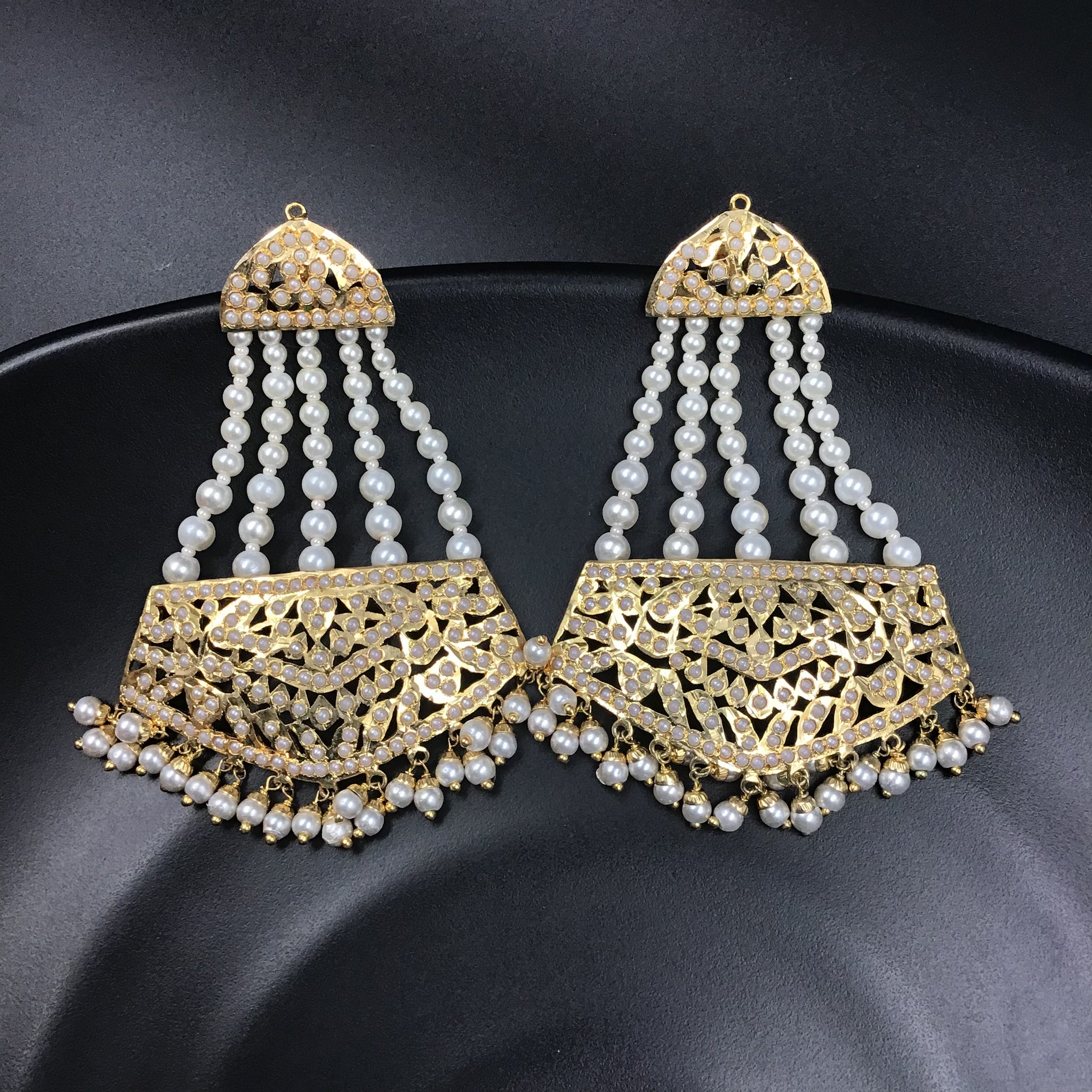 White Jadau Long Earring 19182 - Dazzles Jewellery