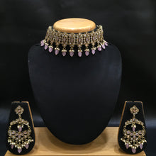 Pink Antique Necklace Set 12835-9403 - Dazzles Jewellery