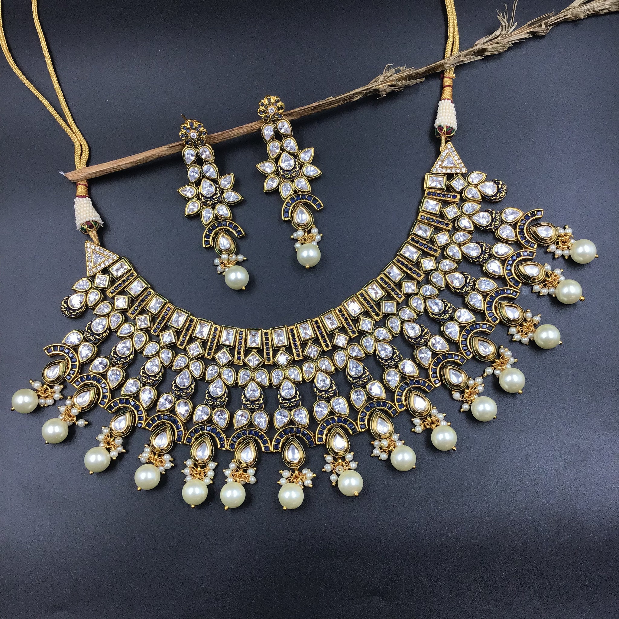 Bridal Polki Necklace Set 19289-21 - Dazzles Jewellery