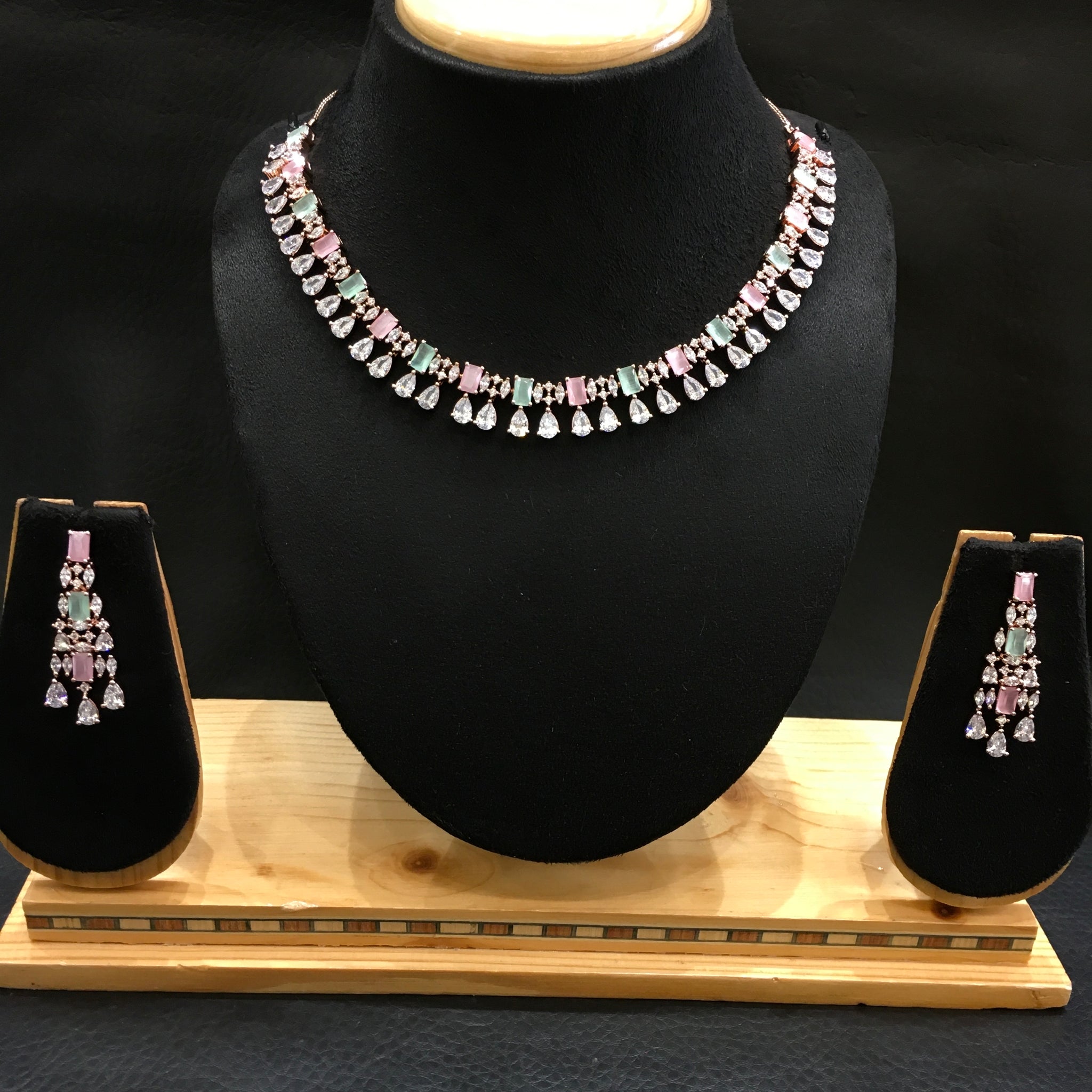 Multi Zircon/AD Necklace Set - Dazzles Jewellery