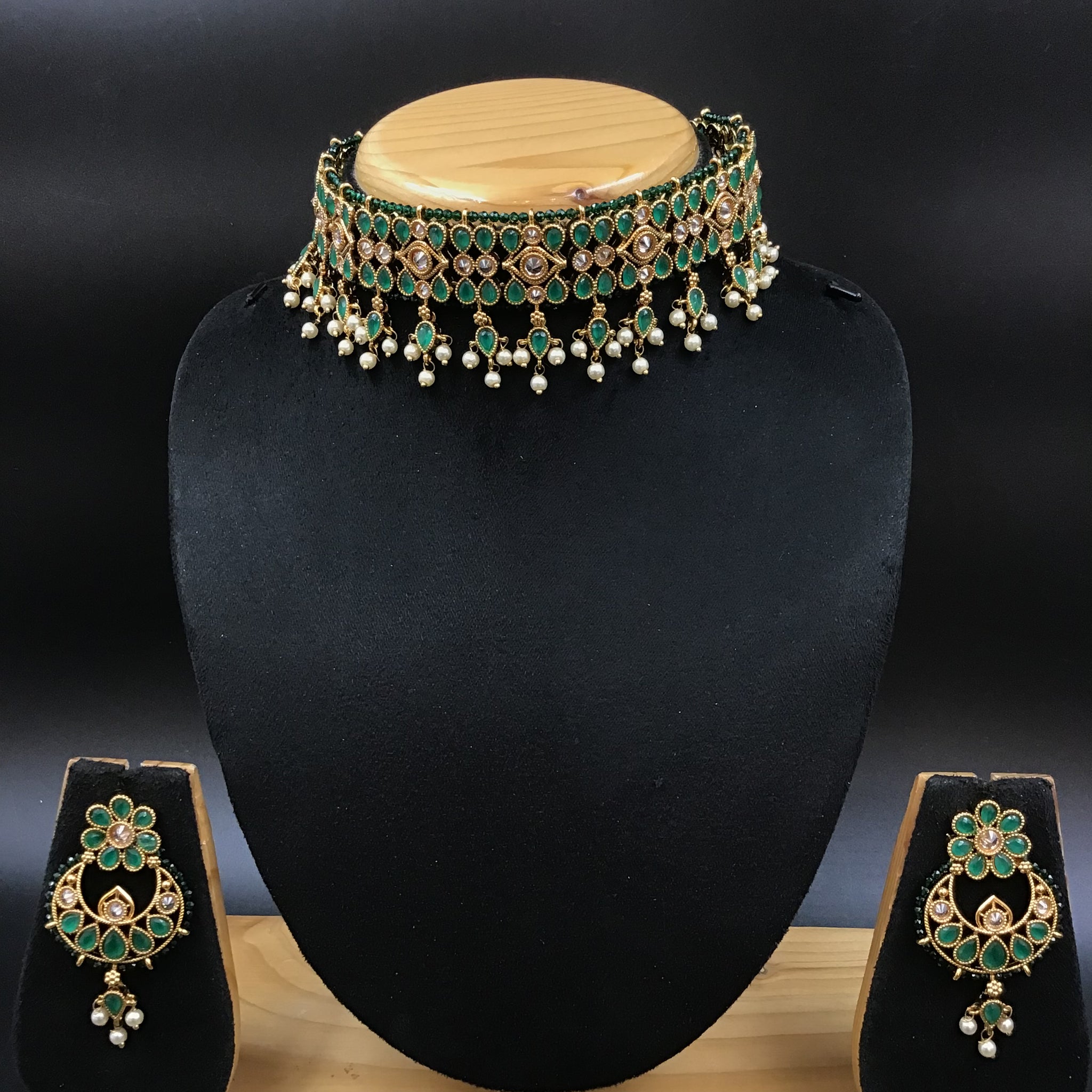 Choker Polki Necklace Set 4886-21 - Dazzles Jewellery
