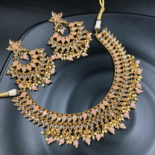 Gold Plated Stone Necklace Set 12678-28 - Dazzles Jewellery