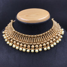 Choker Gold Look Necklace Set 8263-100 - Dazzles Jewellery