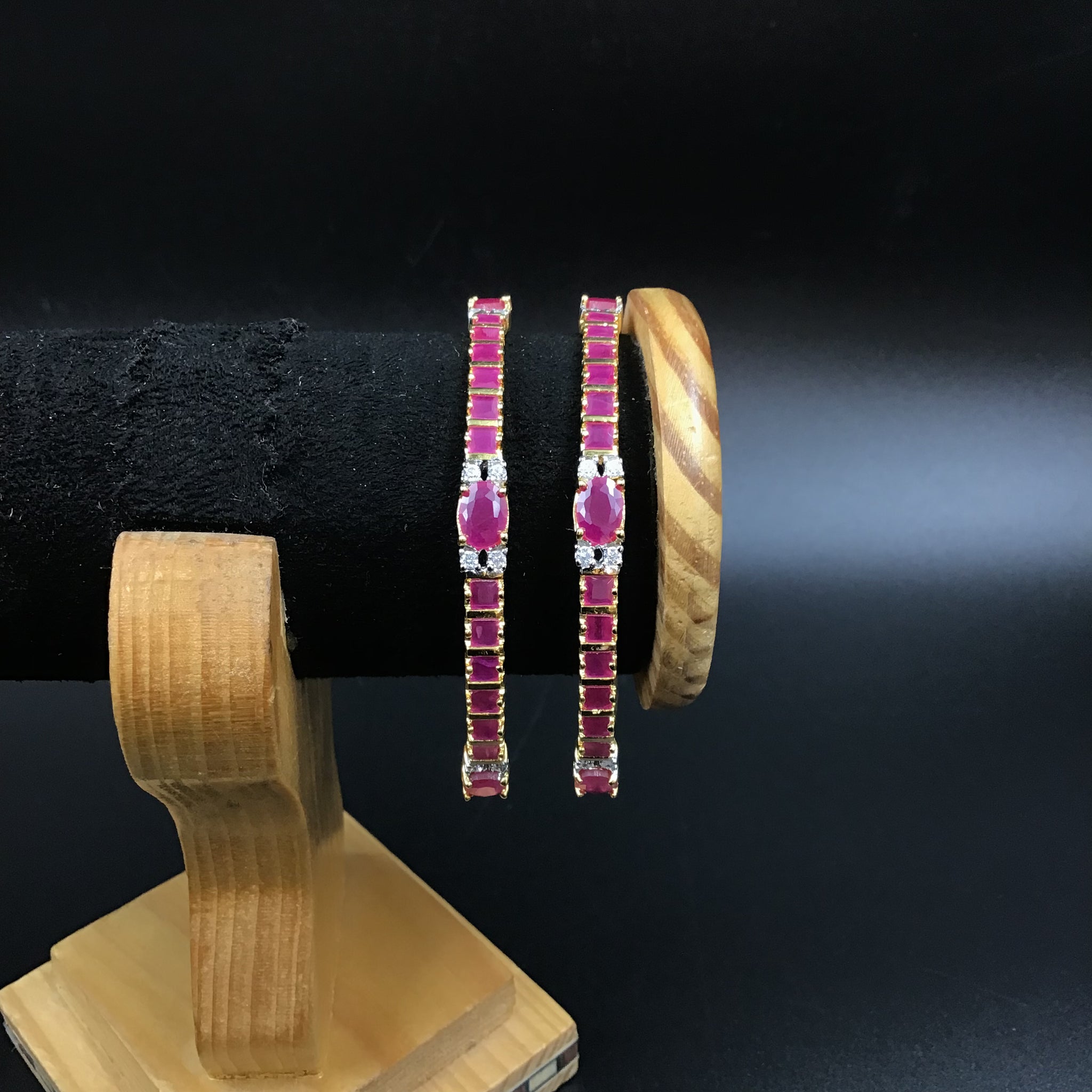 Pack of 2 Zircon/AD Bangles 3388-08 - Dazzles Jewellery