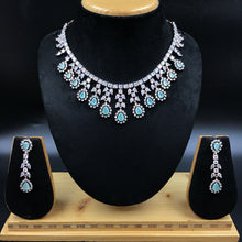 Mint Green Zircon Necklace Set - Dazzles Jewellery