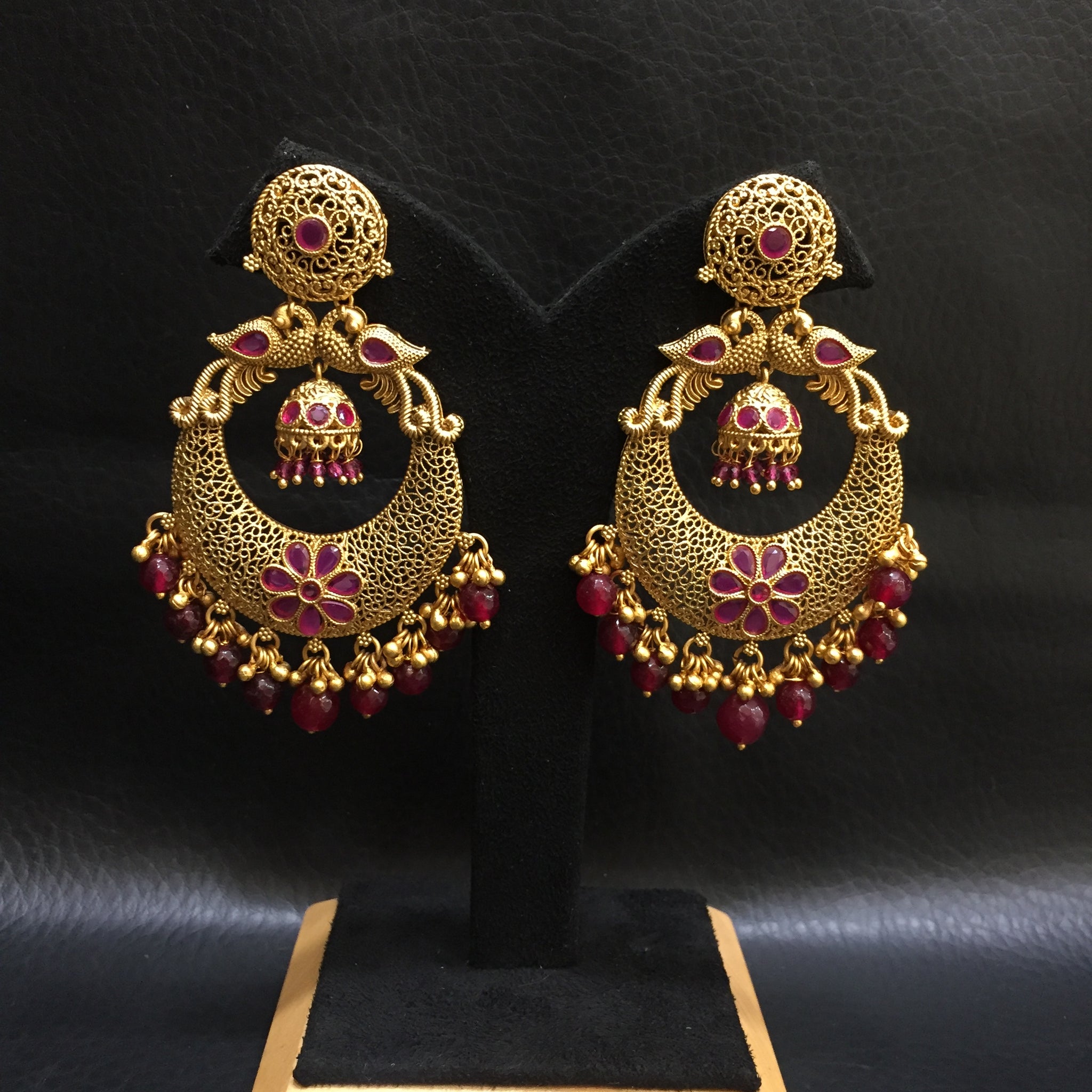 Ruby Gold Look Earring - Dazzles Jewellery