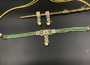Choker Polki Necklace Set 5763-21 - Dazzles Jewellery