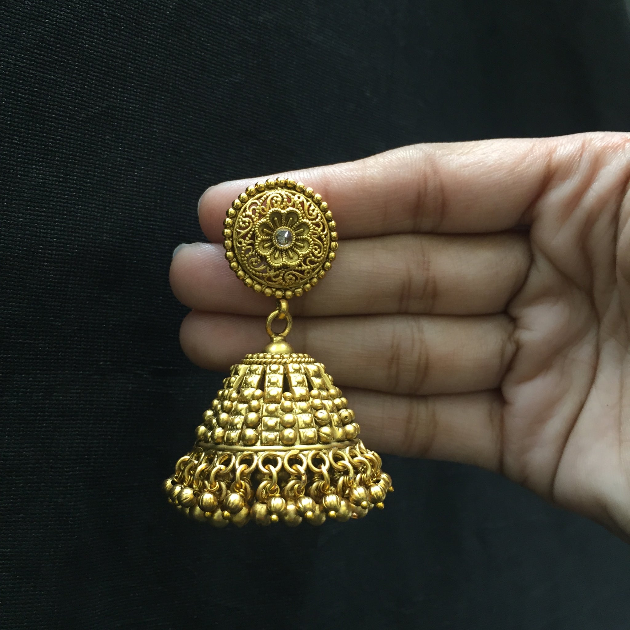 Jhumki Antique Earring 5849-28 - Dazzles Jewellery